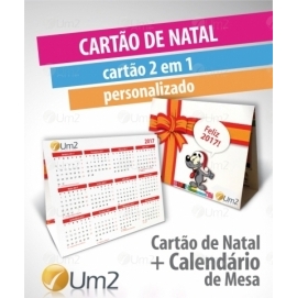 Calendário personalizado com cartão de natal
